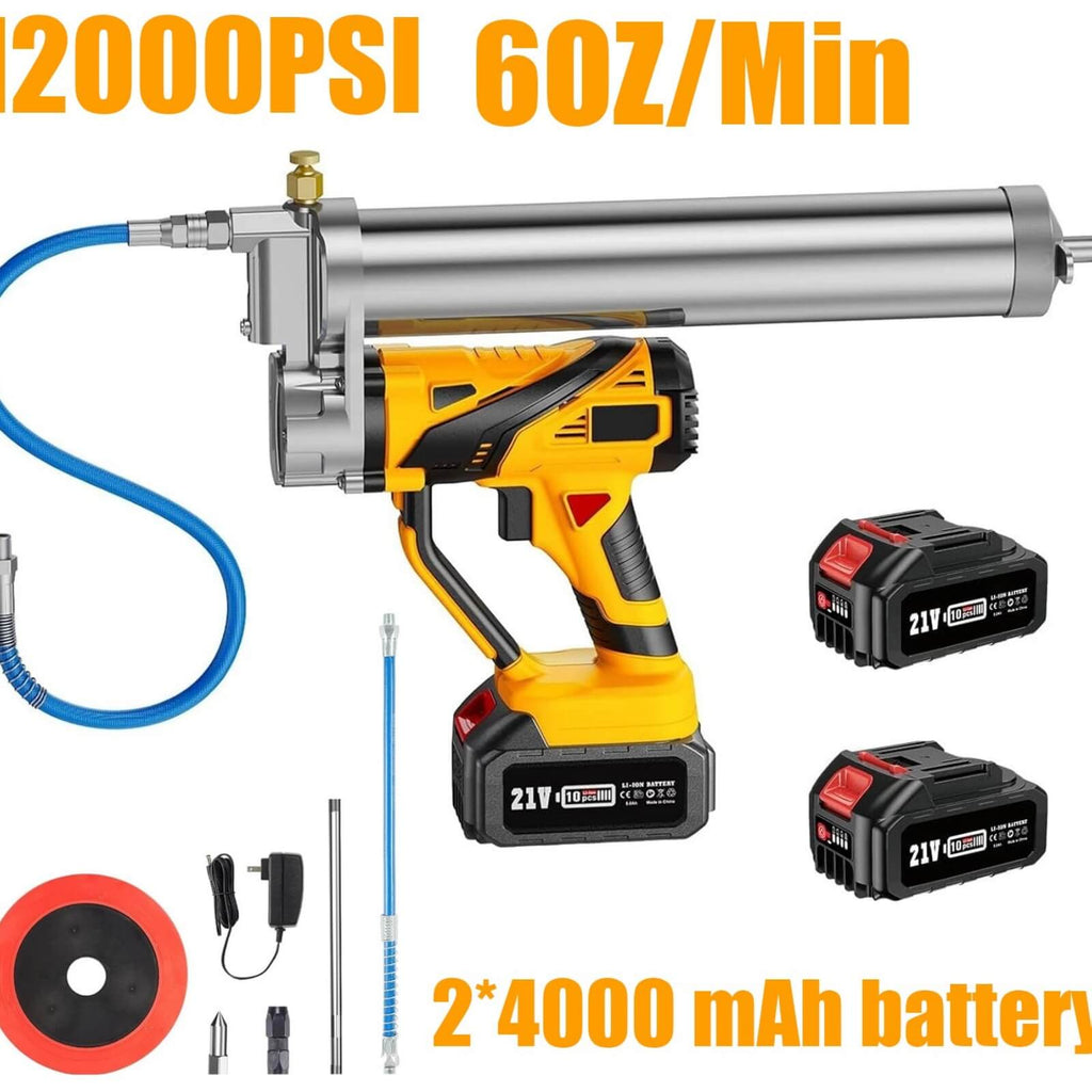 TaskStar 12000PSI Electric Grease Gun Battery Powered Cordless Grease Gun 2*4.0