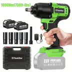 TaskStar 1000N.m (738ft-lbs) Electric Cordless Impact Wrench with 1/2" Brushless Motor, 2x4.0Ah Lithium-Ion Battery, Fast Charger, 5 Sockets & Storage Case - Heavy-Duty Electric Impact Tool for Car Home