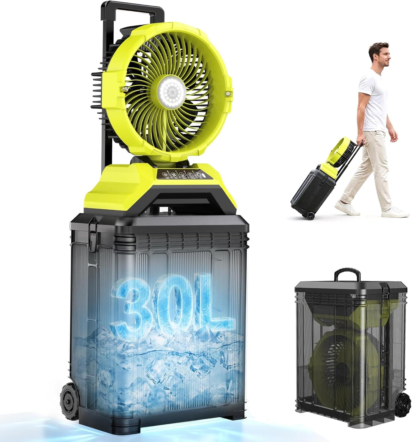 TaskStar 13" 8 Gal Outdoor Misting Fan 7-30H Runtime, Remote Control & Oscillation