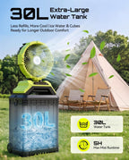 TaskStar 13" 8 Gal Outdoor Misting Fan 7-30H Runtime, Remote Control & Oscillation