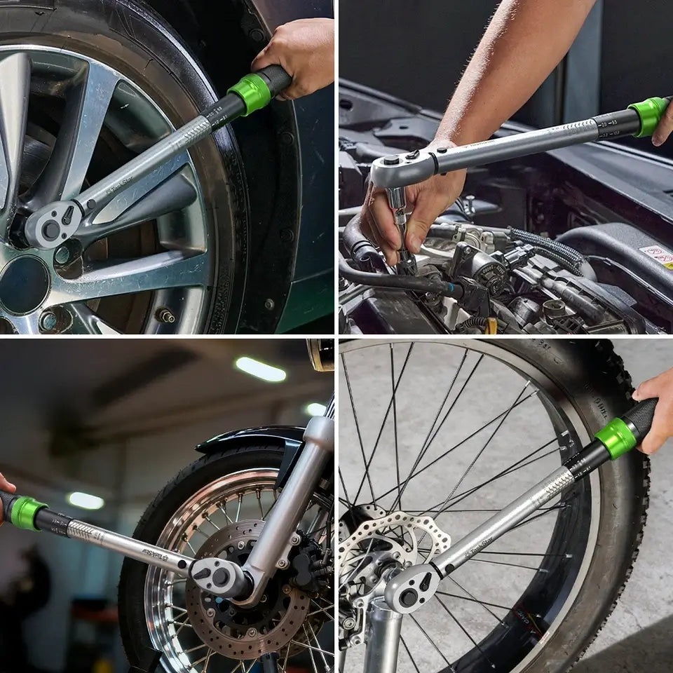 TaskStar 1/4 3/8 1/2-inch Drive Click Torque Wrench Set - 8Pcs, ±3% Accuracy Torque Wrench 45-221in.lb, 7-45ft.lb, 30-160ft.lb with Adapters, 72-Tooth Dual Scale