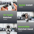 TaskStar 1/4 3/8 1/2-inch Drive Click Torque Wrench Set - 8Pcs, ±3% Accuracy Torque Wrench 45-221in.lb, 7-45ft.lb, 30-160ft.lb with Adapters, 72-Tooth Dual Scale