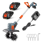 TaskStar Cordless Electric Tiller Cultivator 2*2000mAh Garden Rototiller