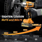 TaskStar Cordless Impact Wrench 1/2 inch, 1200N·m Brushless High Torque Electric Wrench
