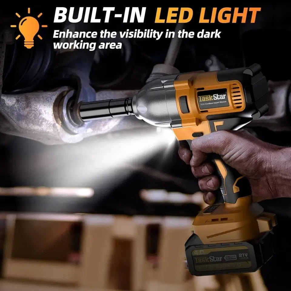 TaskStar Cordless Impact Wrench 1/2 inch, 1200N·m Brushless High Torque Electric Wrench