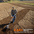 TaskStar Cordless Tiller Cultivator Electric Garden Rototiller 2* 4.0Ah Battery