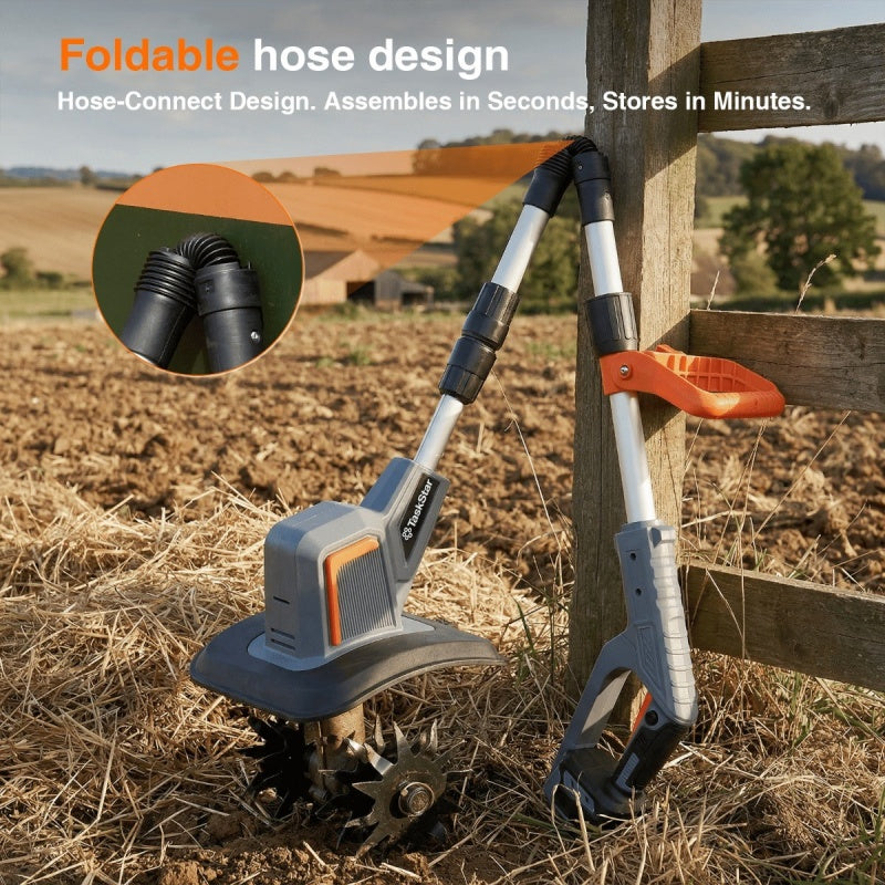TaskStar Cordless Tiller Cultivator Electric Garden Rototiller 2* 4.0Ah Battery