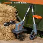 TaskStar Cordless Tiller Cultivator Electric Garden Rototiller 2* 4.0Ah Battery