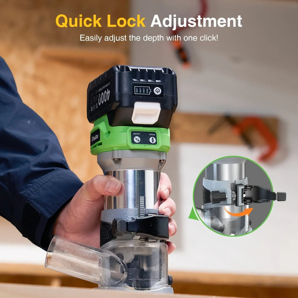 TaskStar Cordless Wood Router Tool Compact Trim Router Brushless 2X4.0 ...
