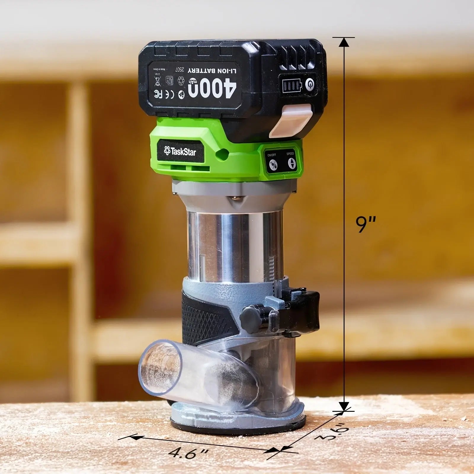 TaskStar Cordless Wood Router Tool Compact Trim Router Brushless 2X4.0 ...