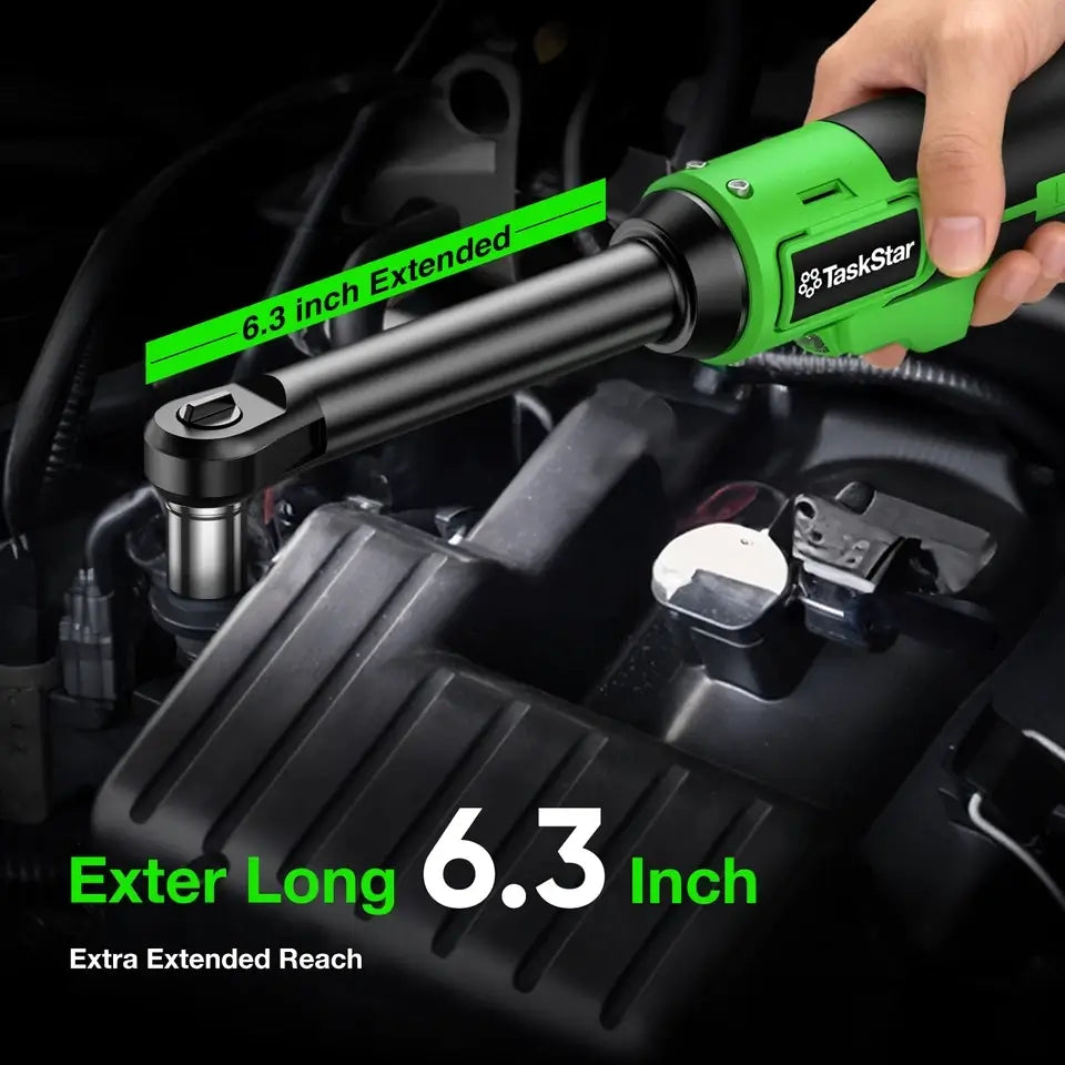 TaskStar Extended Cordless Electric Ratchet Wrench 70N.M 3/8", Brushless Motor