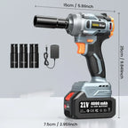 TaskStar 1/2" Brushless Impact Wrench, Power Impact Gun W/Max Torque 330Ft-lbs (450N.m), 4.0Ah Rechargable Battery & 3 Sockets, Compact Power Impact Wrench for Lightduty Work Car Home