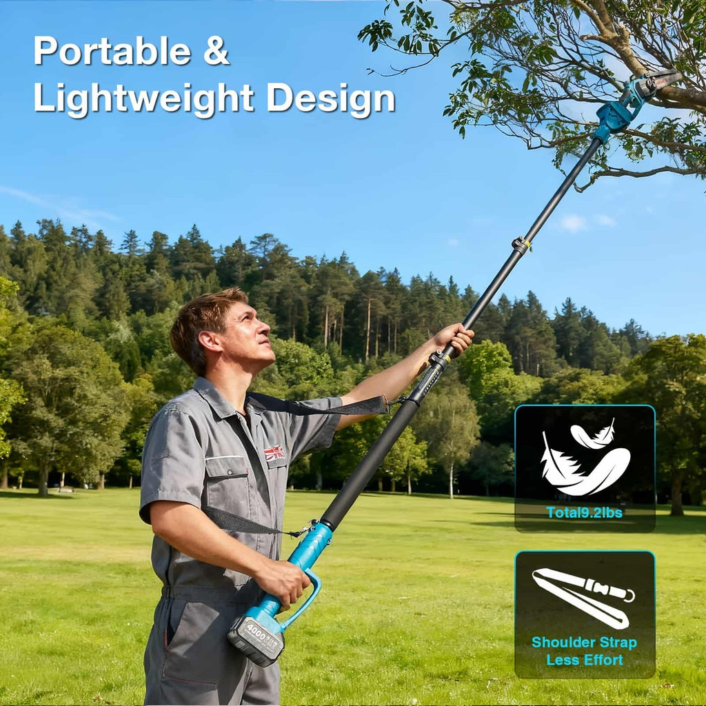 Taskstar 8inch Electric 2-in-1 Cordless Pole Saw & Mini Chainsaw,15FT Max Reach