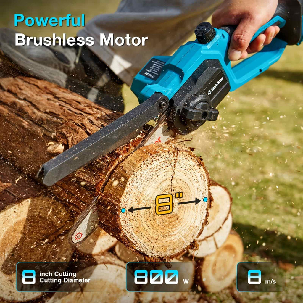 Taskstar 8inch Electric 2-in-1 Cordless Pole Saw & Mini Chainsaw,15FT Max Reach