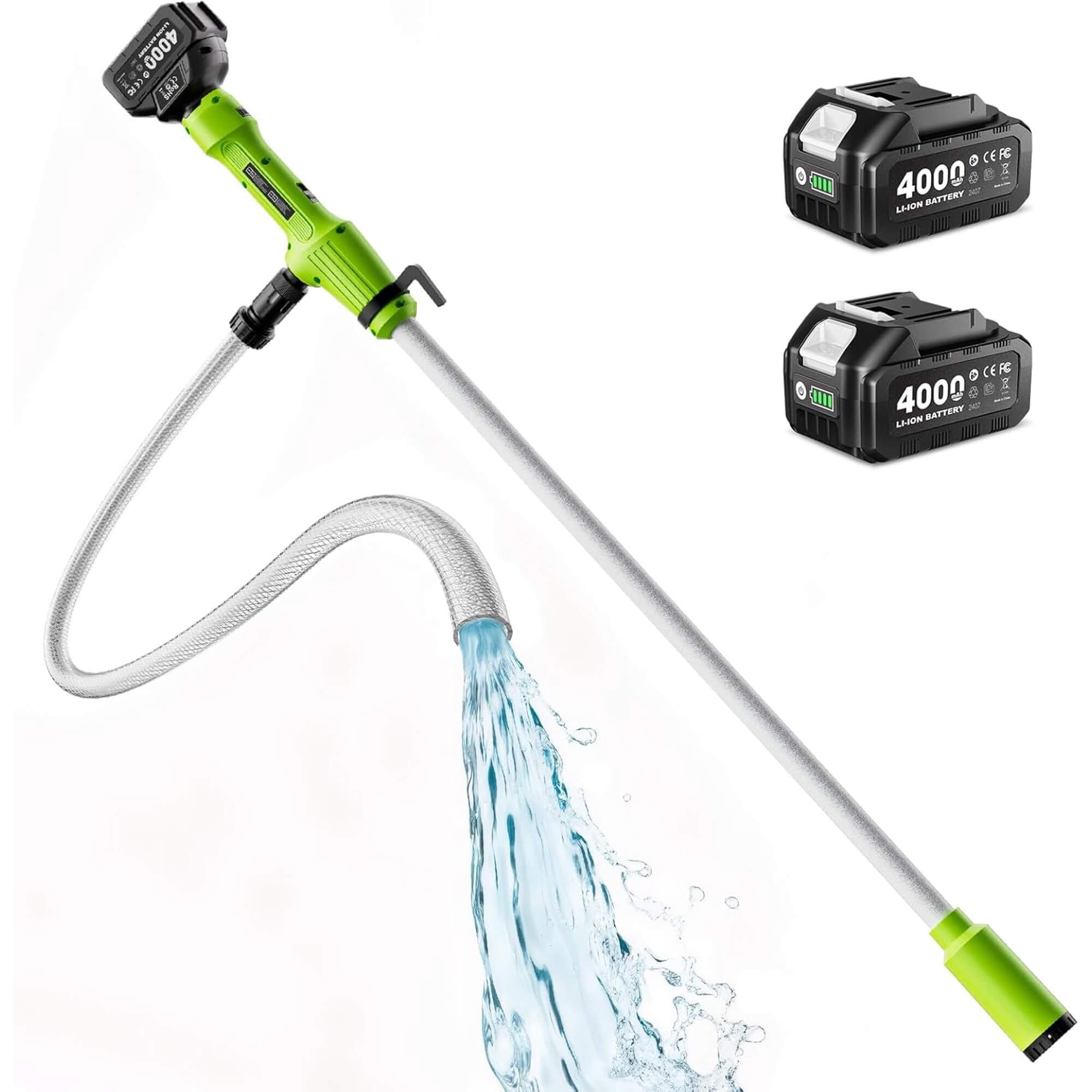 Taskstar Cordless Stick Transfer Pump for Water/Diesel, 2.2" Filter OD, 720GPH Fast Drain