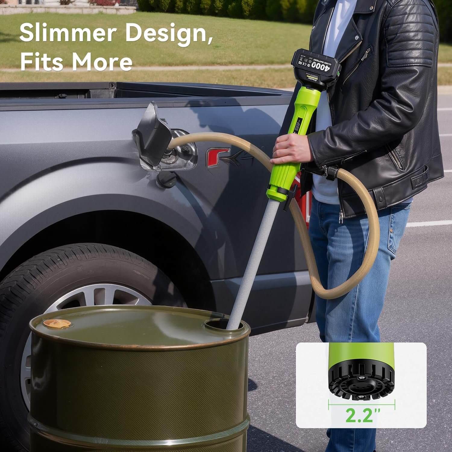 Taskstar Cordless Stick Transfer Pump for Water/Diesel, 2.2" Filter OD, 720GPH Fast Drain