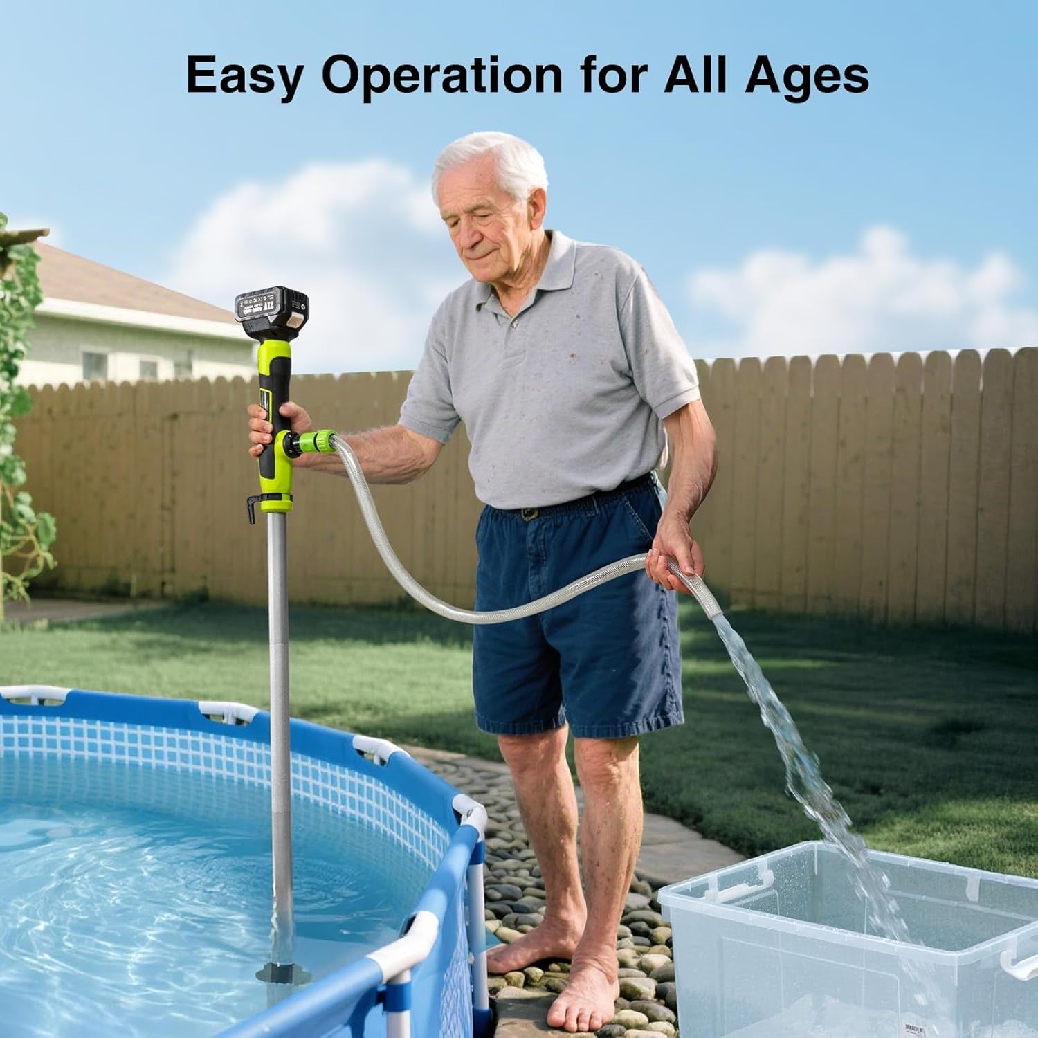 TaskStar Cordless Stick Water Transfer Pump with 2×4.0Ah 4.0Ah Batteries, 720GPH 32FT Lift
