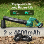 TaskStar 21V Cordless Leaf Blower With 2 × 4.0Ah Batteries for Lawn Care,Patio and Yards