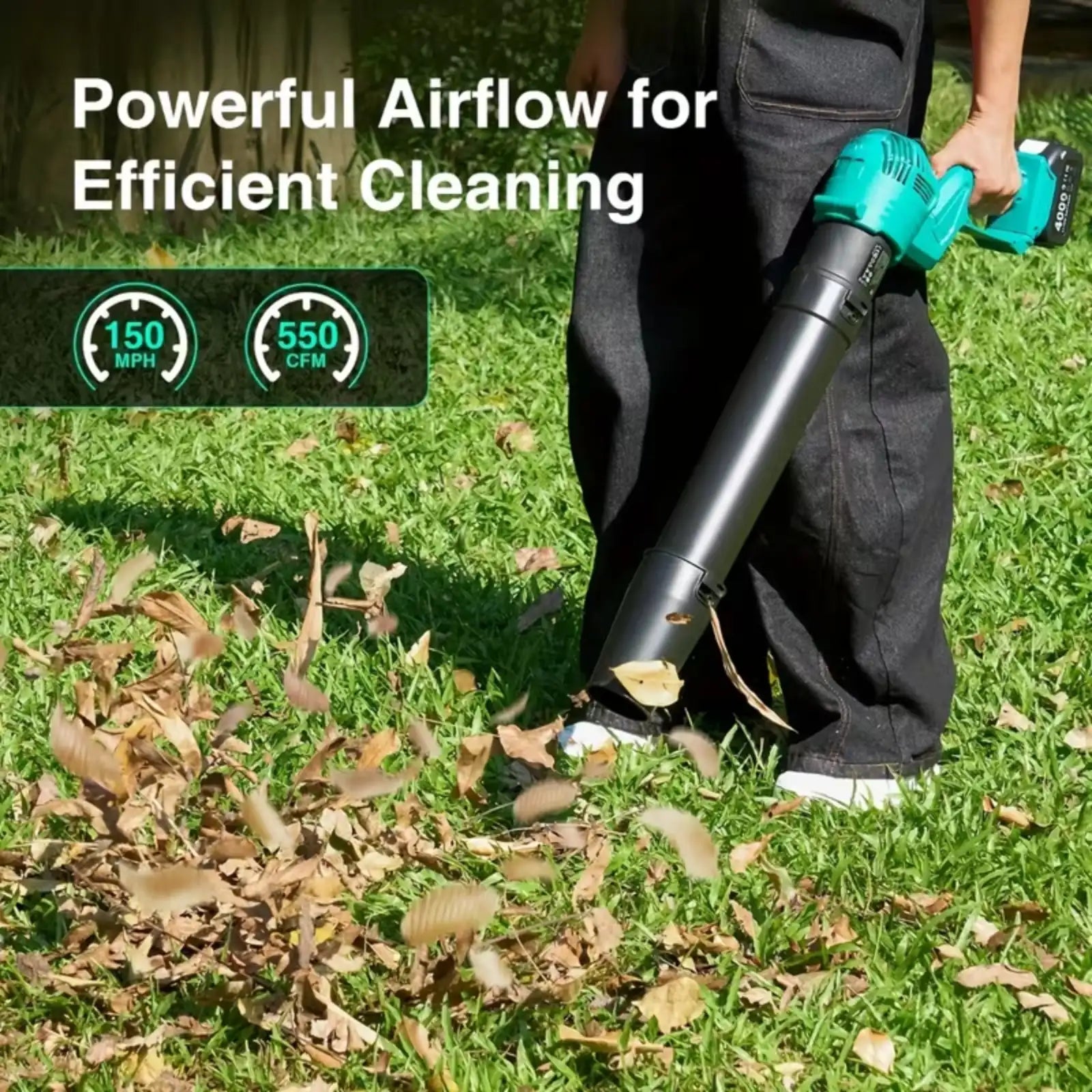 TaskStar 21V Cordless Leaf Blower With 2 × 4.0Ah Batteries for Lawn Care,Patio and Yards