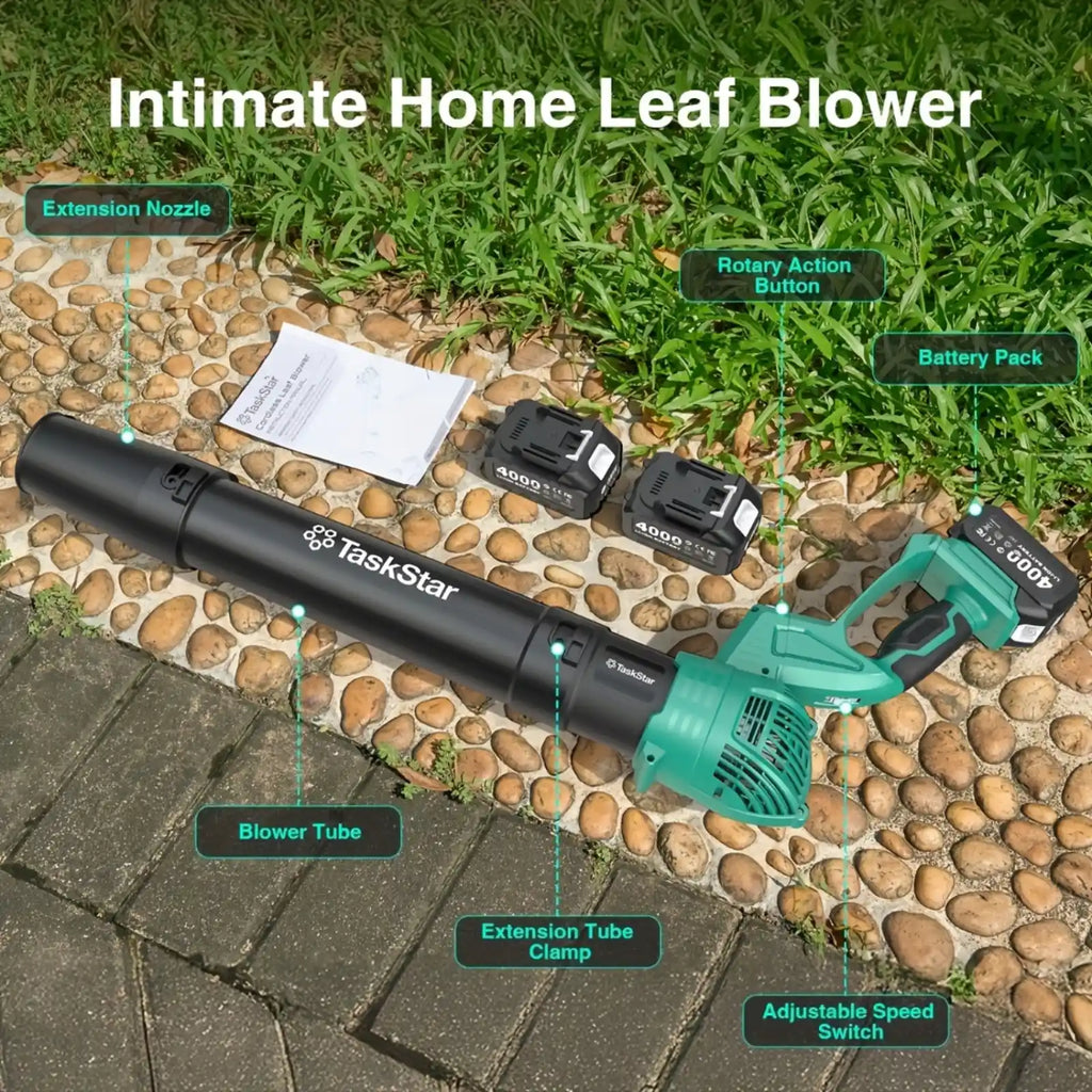 TaskStar 21V Cordless Leaf Blower With 2 × 4.0Ah Batteries for Lawn Care,Patio and Yards