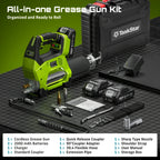 Taskstar 12000PSI Electric Grease Gun: Cordless 3-Speed With 2x2.0ah Batteries, Brushless Motor And LED Light ,6.7 oz/min flow rate Efficient for Farmers, Equipment Operators and Homeowners