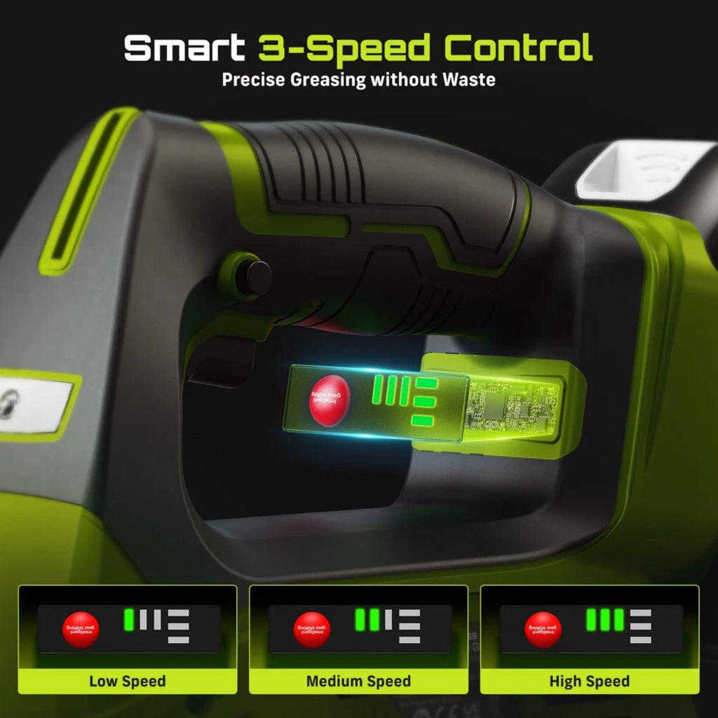 Taskstar 12000PSI Electric Grease Gun: Cordless 3-Speed With 2x2.0ah Batteries, Brushless Motor And LED Light ,6.7 oz/min flow rate Efficient for Farmers, Equipment Operators and Homeowners