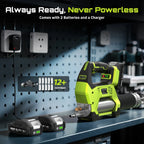 Taskstar 12000PSI Electric Grease Gun: Cordless 3-Speed With 2x2.0ah Batteries, Brushless Motor And LED Light ,6.7 oz/min flow rate Efficient for Farmers, Equipment Operators and Homeowners