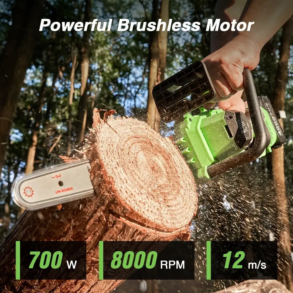Taskstar 12" Electric Chainsaw Cordless, 21V Battery Powered Cordless Chain Saw, Chainsaw with 2 x 4.0Ah Lithium ion Battery and Charger for Wood Cutting, Tree Trimming and Branch Pruning