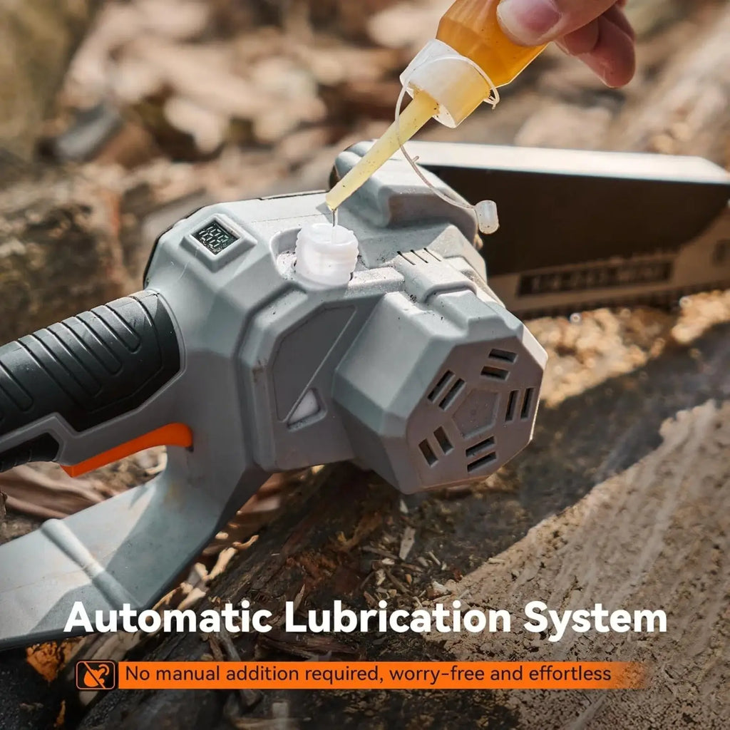 Taskstar 2-in-1 Cordless Pole Saw & 8” Mini Chainsaw Brushless Motor, Auto Lubrication, 2x4.0 Ah Batteries & Charger