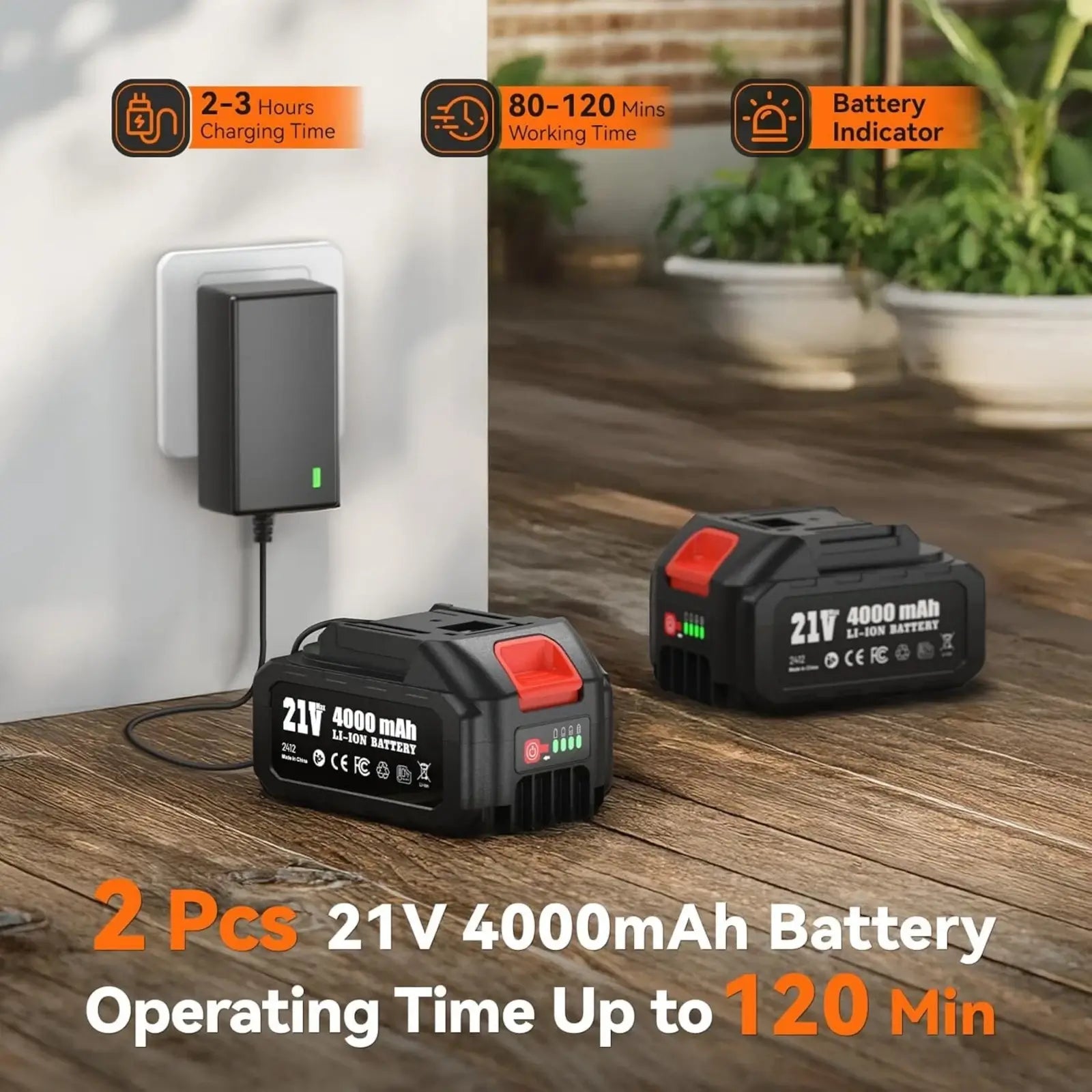 Taskstar 2-in-1 Cordless Pole Saw & 8” Mini Chainsaw Brushless Motor, Auto Lubrication, 2x4.0 Ah Batteries & Charger