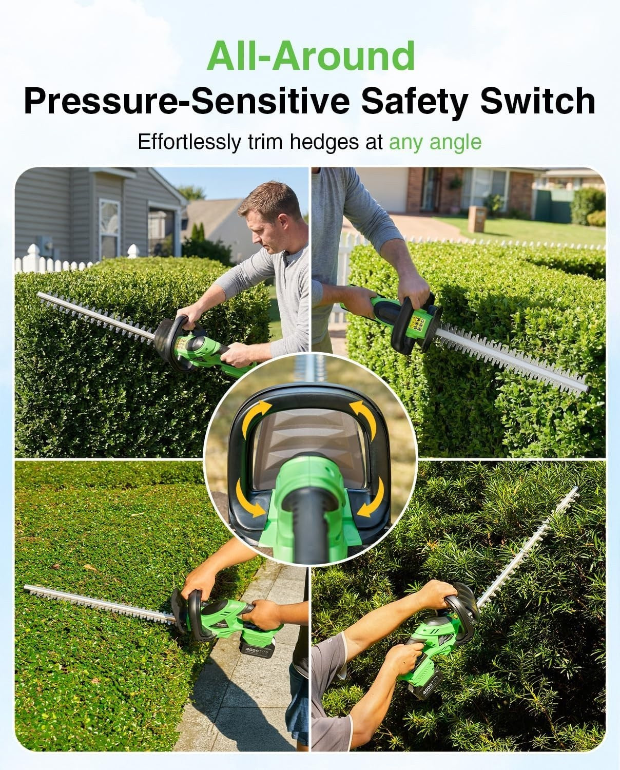 Taskstar 22" Hedge Trimmer Cordless Electric Handheld Shrub Bush Trimmer