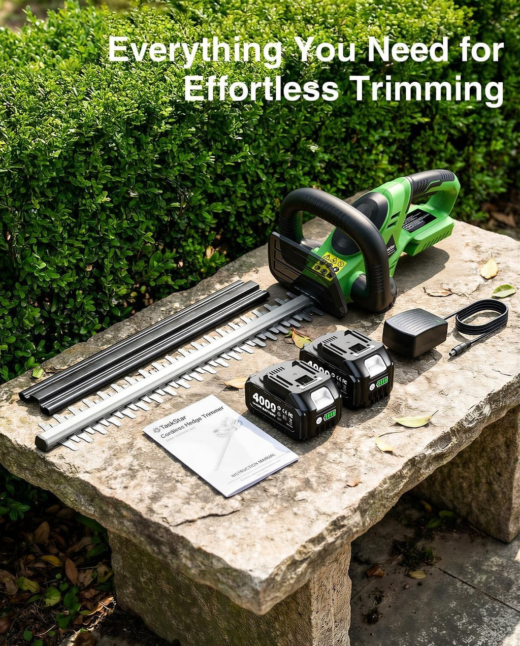Taskstar 22" Hedge Trimmer Cordless Electric Handheld Shrub Bush Trimmer