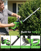 Taskstar 22" Hedge Trimmer Cordless Electric Handheld Shrub Bush Trimmer