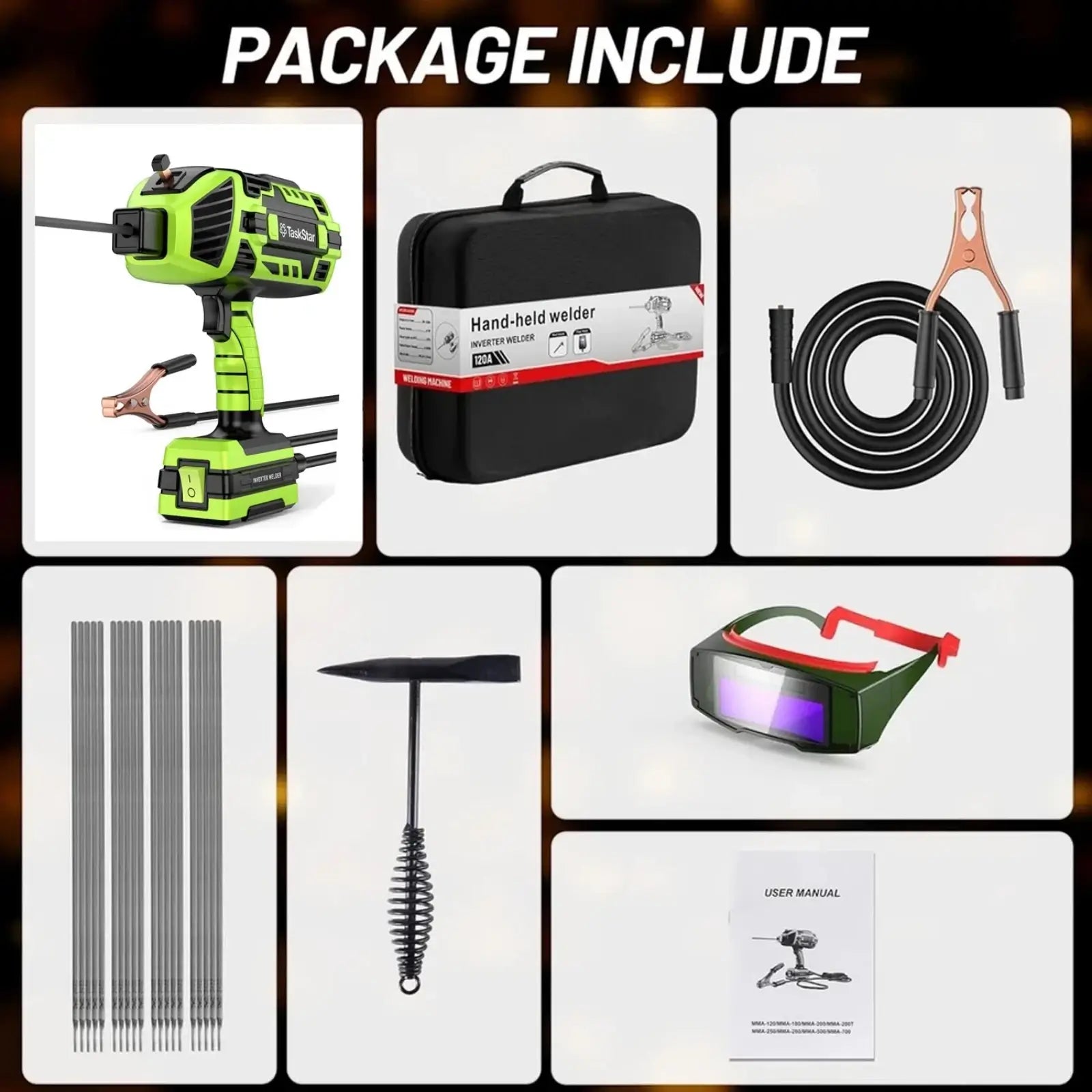 Taskstar 20-120A 110V Portable Stick Welder 20pcs Rods,IGBT Welder Machine