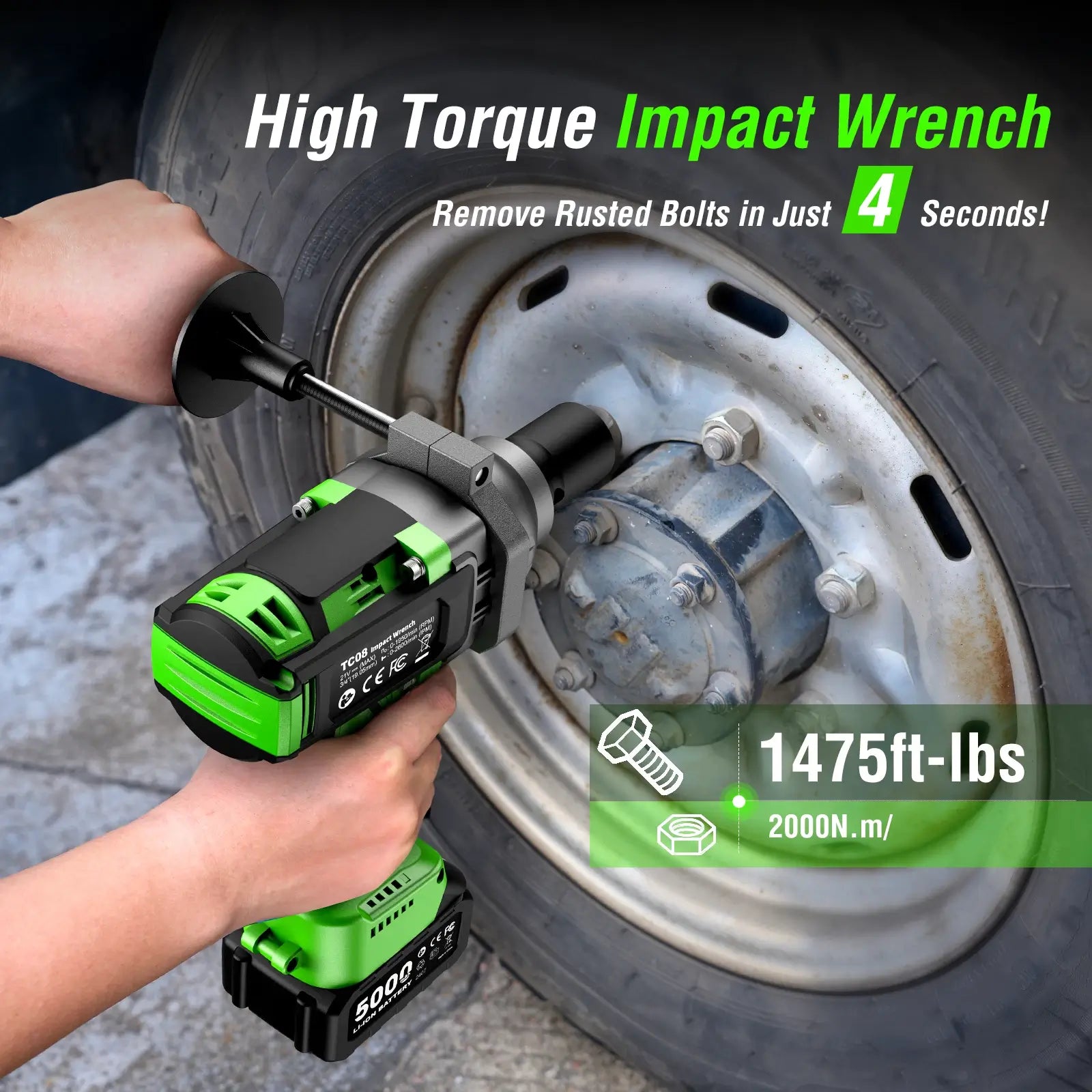 Taskstar 3/4 in Cordless Impact Wrench 2000Nm 1475ft-lbs Brushless Impact Gun