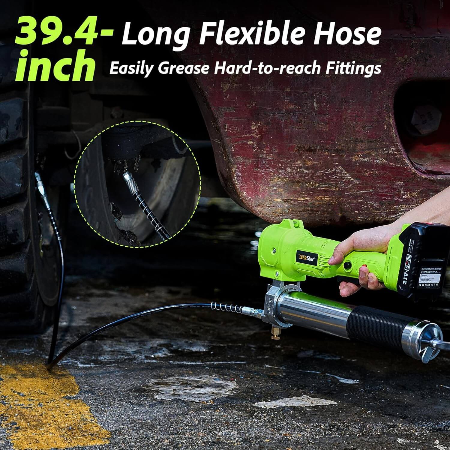taskstar 39.4'' flexible hose cordless grease gun