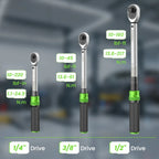 Taskstar 8Pcs Torque Wrench Set, 1/4'' & 3/8'' & 1/2'' Drive Click Torque Wrench